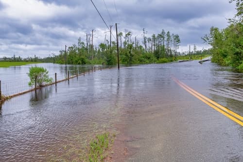 Flooded road after Hurricane
